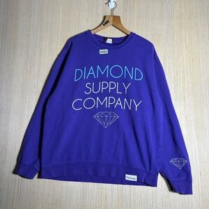 Vintage Diamond Supply Sweater Mens Extra Large Purple Long Sleeve Graphic Y2K